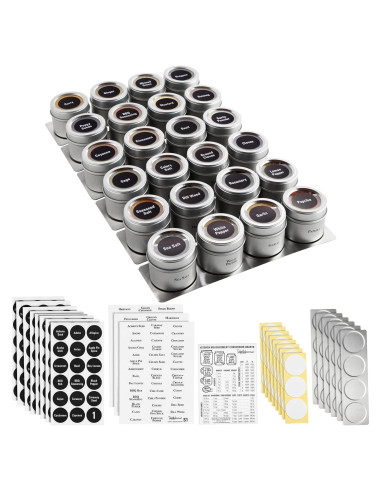 Juego de 24 Tarros de Especias Magnéticos Talented Kitchen 85g