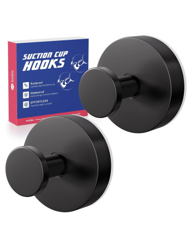 Ganchos de Ventosa KaloTidy para Ducha - 2 Piezas, Negro Mate
