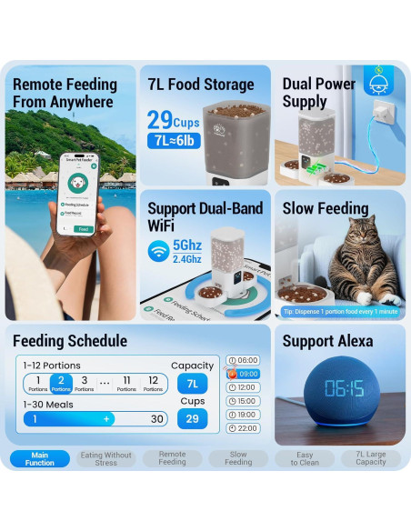 Comedero Automático para Gatos Frienhund 7L con WiFi y Alimentación Lenta Comedero Automático para Gatos Frienhund 7L con WiFi y Alimentación Lenta