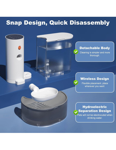 Fuente de Agua Inalámbrica para Gatos Wortade 3L Sin Filtro