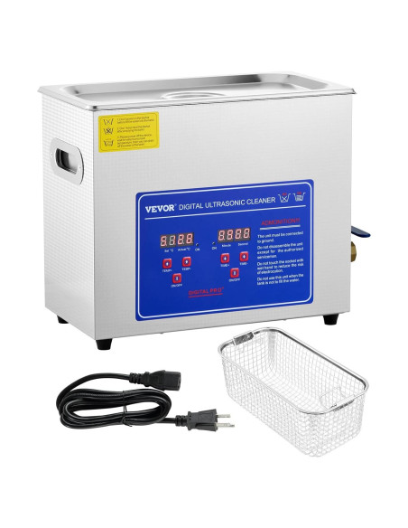 Limpiador Ultrasónico VEVOR 6L 40kHz con Calentador y Temporizador Limpiador Ultrasónico VEVOR 6L 40kHz con Calentador y Temporizador