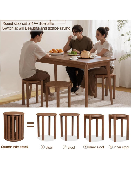 Juego de 4 Taburetes Apilables de Madera WoodsWhisper Nuez Juego de 4 Taburetes Apilables de Madera WoodsWhisper Nuez