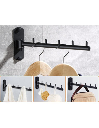 Perchero Plegable Votmores de Acero Inoxidable 304 Negro
