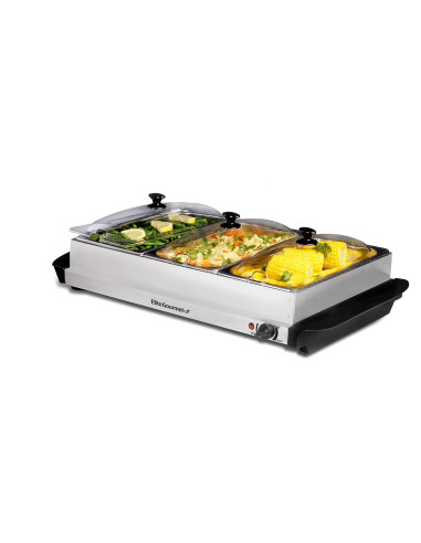 Servidor Buffet Elite Gourmet EWM-6171 3 Bandejas 2.5L Acero Inoxidable
