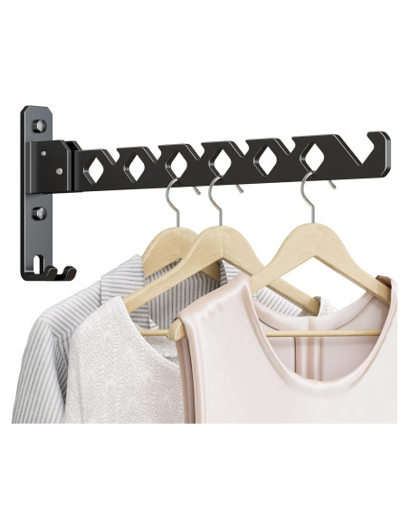 Perchero de Ropa Plegable Dancrul Negro Montado en Pared Perchero de Ropa Plegable Dancrul Negro Montado en Pared