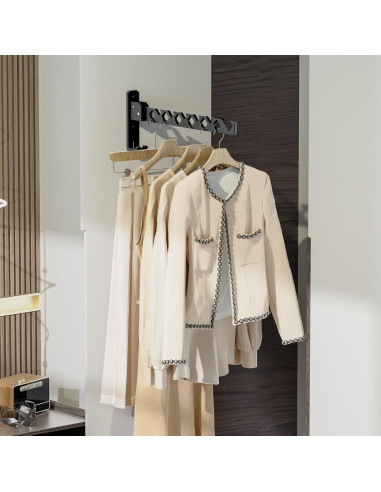 Perchero de Ropa Plegable Dancrul Negro Montado en Pared