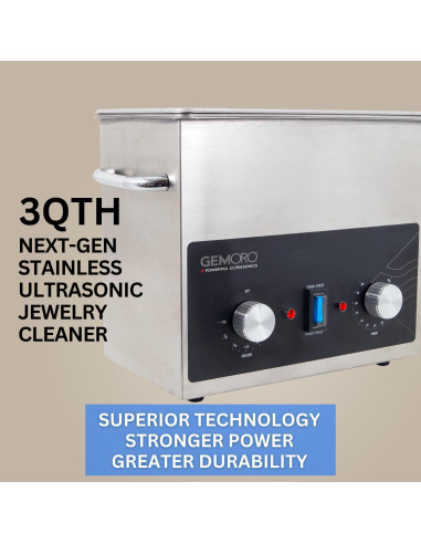 Limpiador de Joyas Ultrasonico GemOro 3QT Acero Inoxidable