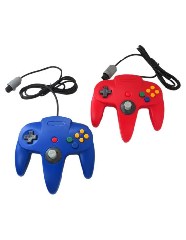 Paquete 2 Controladores Joystick Nintendo 64 Rojo y Azul
