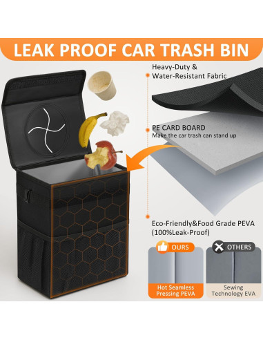 Bote de Basura para Auto Vankor 8.3L Negro a Prueba de Fugas