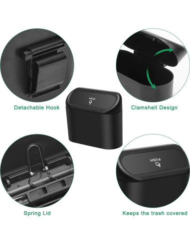 Basurero para Coche AHIER Mini Portátil con Tapa y 30 Bolsas