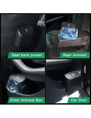 Basurero para Coche AHIER Mini Portátil con Tapa y 30 Bolsas
