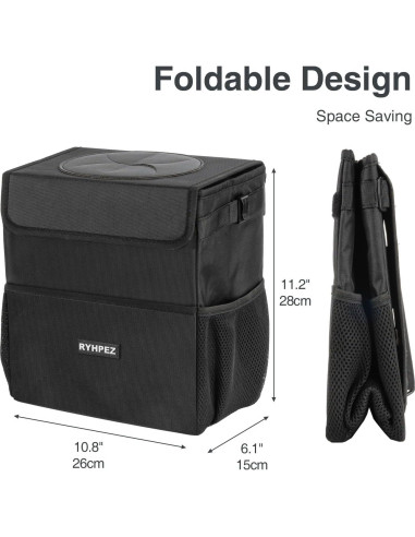 Basurero de Coche Ryhpez 12L Impermeable con Tapa - Organizador