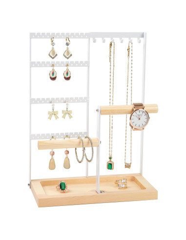 Soporte Organizador de Joyería Lengnoyp Blanco 4 Niveles