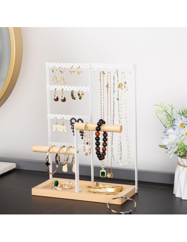Soporte Organizador de Joyería Lengnoyp Blanco 4 Niveles