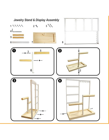Soporte Organizador de Joyería Lengnoyp Blanco 4 Niveles