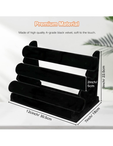 Soporte de Joyería Desmontable OSPNIEEK 3 Niveles Terciopelo Negro
