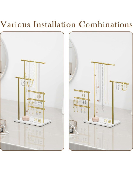 Soporte Organizador de Joyería Susswiff Dorado Ajustable 31.8-44.5 cm Soporte Organizador de Joyería Susswiff Dorado Ajustable 31.8-44.5 cm
