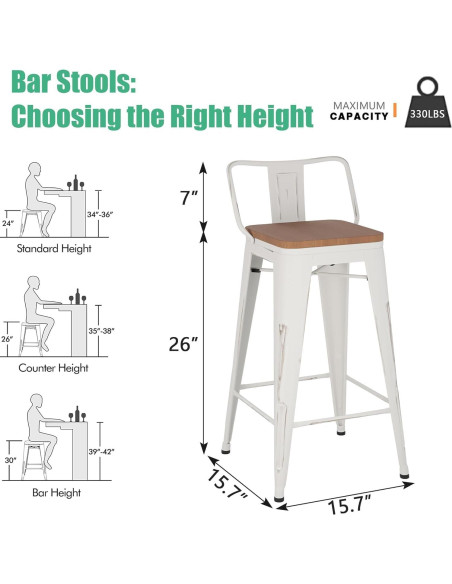 Juego de 4 Taburetes de Bar Arlunar 61 cm Metal y Madera Juego de 4 Taburetes de Bar Arlunar 61 cm Metal y Madera