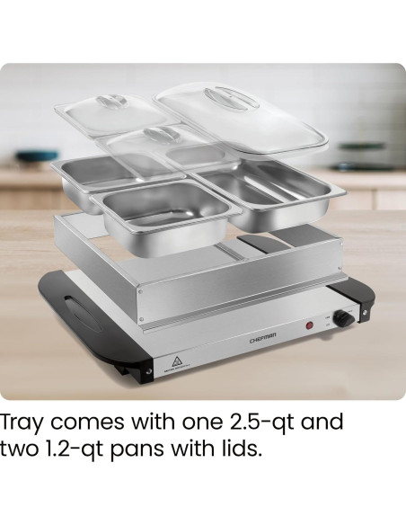 Servidor de Buffet Eléctrico Chefman con Bandeja Calentadora 35.56 cm Servidor de Buffet Eléctrico Chefman con Bandeja Calentadora 35.56 cm