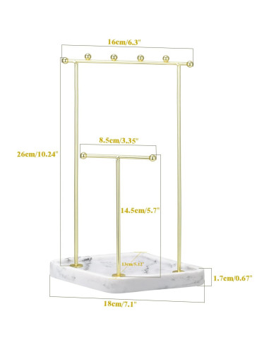 Soporte Organizador de Joyería Emibele con Bandeja de Resina
