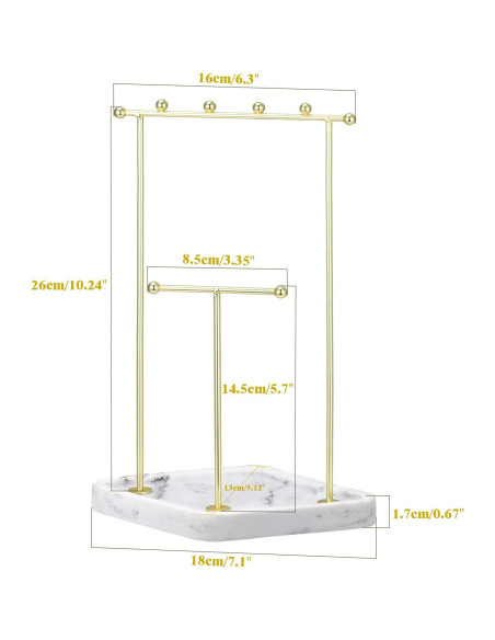 Soporte Organizador de Joyería Emibele con Bandeja de Resina Soporte Organizador de Joyería Emibele con Bandeja de Resina
