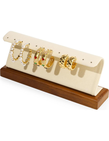 Soporte de Joyería de Madera Woodten para Pendientes Beige