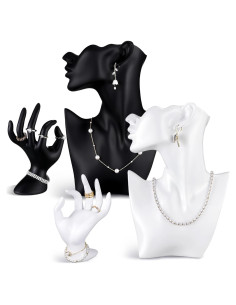 Conjunto de Exhibición de Joyería Yalikop 4 Piezas Resina