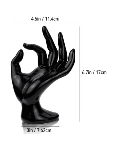 Soporte de Joyería en Forma de Mano Yuntop Negro 11.4x17 cm 2