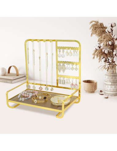 Organizador de Joyería KOOAAICCHI Metal y Acrílico Dorado