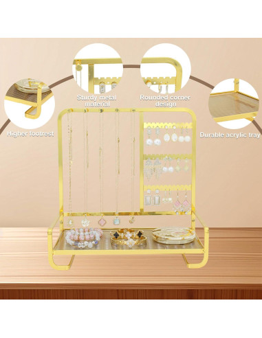 Organizador de Joyería KOOAAICCHI Metal y Acrílico Dorado