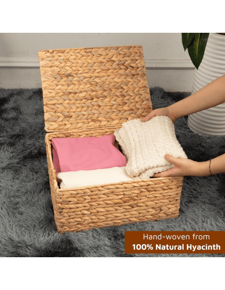Cestas de Almacenamiento de Mimbre KOLWOVEN 3 Piezas 35.56x27.94x17.78 cm Cestas de Almacenamiento de Mimbre KOLWOVEN 3 Piezas 35.56x27.94x17.78 cm