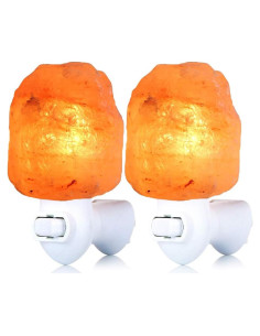 Paquete de 2 lámparas de sal del Himalaya Pursalt con luz nocturna