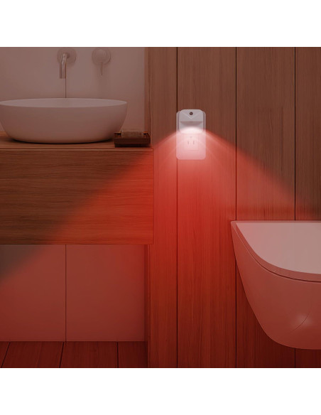 Luz Nocturna Enchufada KINUR LED Roja con Sensor Automático Luz Nocturna Enchufada KINUR LED Roja con Sensor Automático