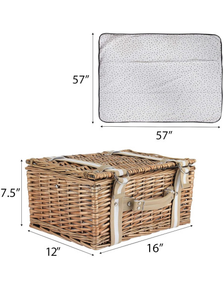 Cesta de Picnic G GOOD GAIN con Cooler y Manta Impermeable Cesta de Picnic G GOOD GAIN con Cooler y Manta Impermeable