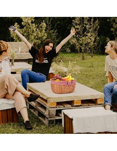 Cesta de Picnic de Mimbre G Good Gain con Asas Plegables