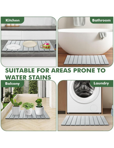 Alfombra de Baño de Piedra KvyusFlourish 38x15 cm Gris Absorbente