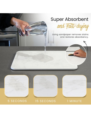 Alfombrilla de Secado de Piedra 40x30 cm Essencoco - Ecológica y Antideslizante