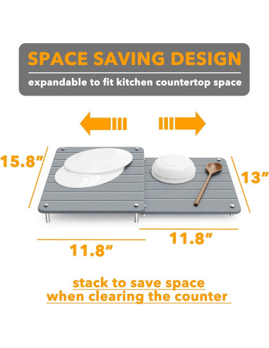 Alfombrillas de Secado de Platos SpaceAid 2 Piezas Diatomita Gris