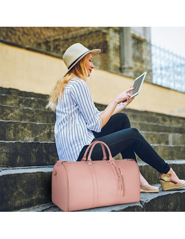 Bolsa de Viaje Duffle Ytonet Rosa 2 en 1 con Funda para Zapatos