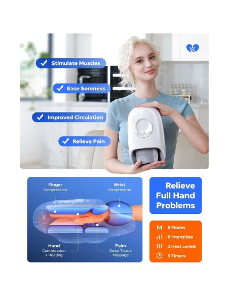 Masajeador de Manos EaseZen H7 con Calor y Compresión Masajeador de Manos EaseZen H7 con Calor y Compresión