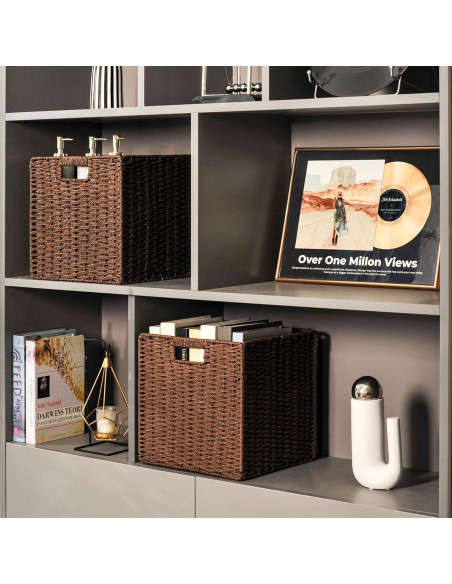 Cestas de Almacenamiento de Mimbre ICERZCZ 28x26x28 cm 2 Pzas Cestas de Almacenamiento de Mimbre ICERZCZ 28x26x28 cm 2 Pzas