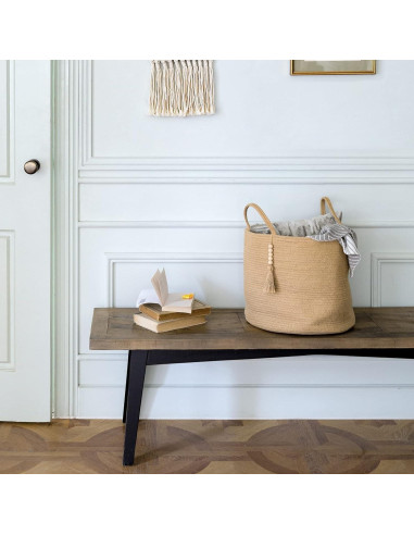 Cesta de Almacenamiento Tejida Mkono Yute 40.6x35.1cm Decorativa