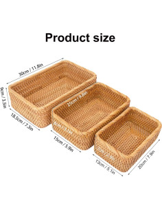 Juego de 3 Cestas de Almacenamiento Rectangulares Geytetqi 2