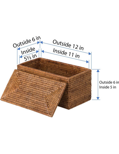 Caja de Almacenamiento Rectangular Kouboo de Ratan Miel 30.48cm