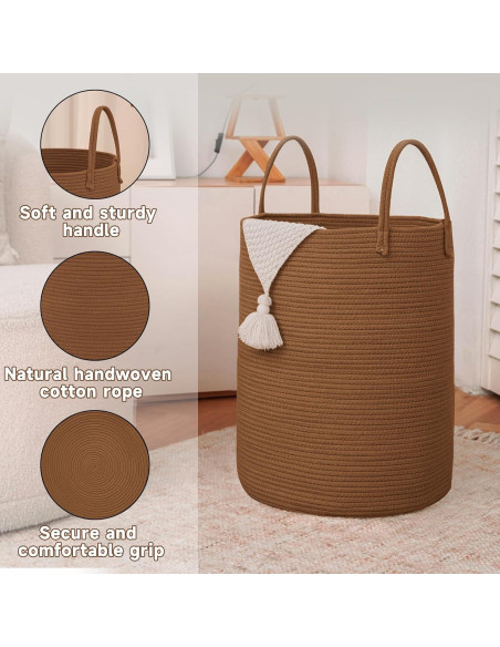 Cesta de lavandería grande 60L JMvicyroam yute dorado Cesta de lavandería grande 60L JMvicyroam yute dorado