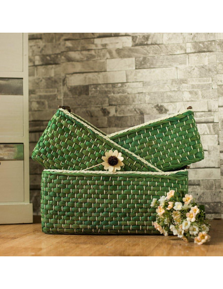 Conjunto de 3 Cestas de Almacenamiento KINGWILLOW Verde Conjunto de 3 Cestas de Almacenamiento KINGWILLOW Verde