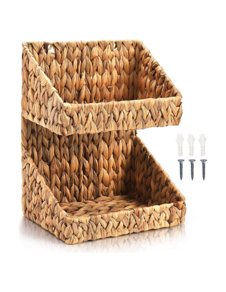 Cesta de Mimbre Tejida a Mano Pumtus 2 Niveles 28x19x35cm Cesta de Mimbre Tejida a Mano Pumtus 2 Niveles 28x19x35cm