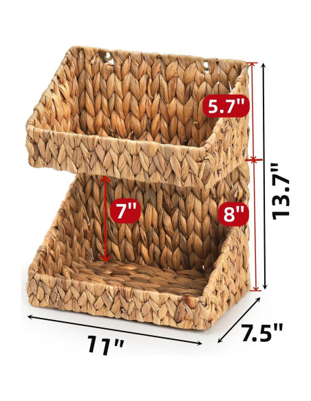 Cesta de Mimbre Tejida a Mano Pumtus 2 Niveles 28x19x35cm Cesta de Mimbre Tejida a Mano Pumtus 2 Niveles 28x19x35cm