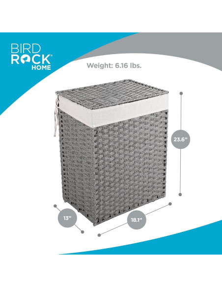 Cesta de Ropa Sucia BIRDROCK HOME Individual Gris 46x33x60cm Cesta de Ropa Sucia BIRDROCK HOME Individual Gris 46x33x60cm