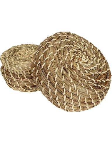 Conjunto de 3 Cestas de Mimbre Dicunoy con Tapa - Almacenamiento